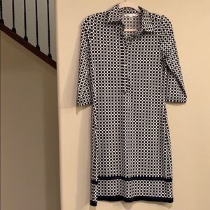 Black, White and Blue Patterned Dress